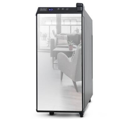 Black & Decker Thermoelectric Wine Cooler Refrigerator with Mirrored Front, Freestanding 12 Bottle Wine Fridge, BD60336