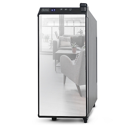 Black & Decker Thermoelectric Wine Cooler Refrigerator with Mirrored Front, Freestanding 12 Bottle Wine Fridge, BD60336