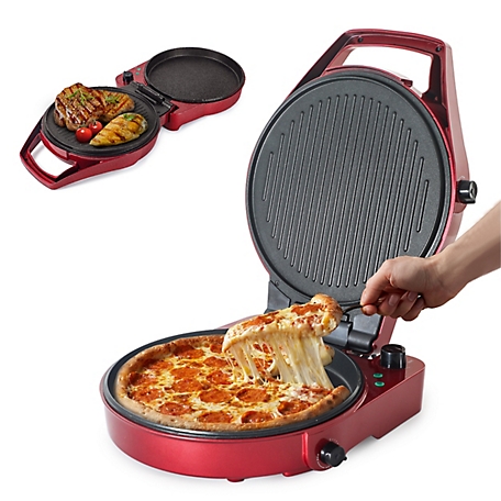 Commercial CHEF Countertop Pizza Maker, Indoor Electric Countertop Grill, Quesadilla Maker with Timer, CHPG12R