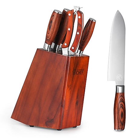 Commercial CHEF 6 pc. Kitchen Knife Set with Block, CHFC6L at