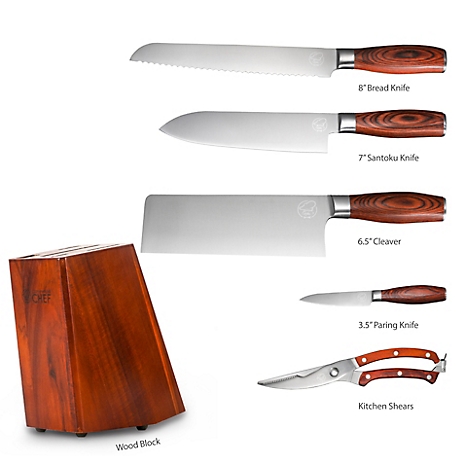 Commercial CHEF 6 pc. Kitchen Knife Set with Block, CHFC6L at Tractor  Supply Co.