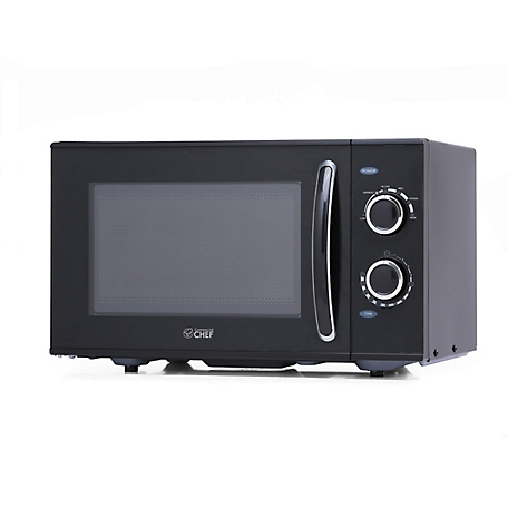 Commercial CHEF 0.9 cu. ft. Countertop Microwave, Compact, Rotary Control, Black