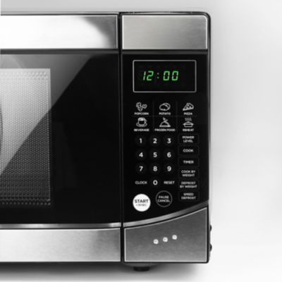 Commercial CHEF Countertop Microwave Oven 900 Watt, 0.9 cu. ft., Stainless Steel Front, Black Cabinet, Small, Trim, CHM009