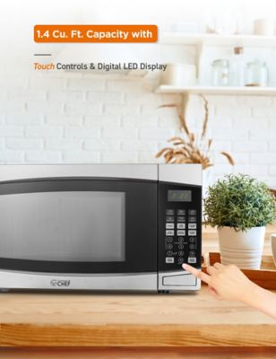 Image showing 5 th Commercial CHEF 1.4 cu. ft. Countertop Microwave Oven, Stainless Steel/Black