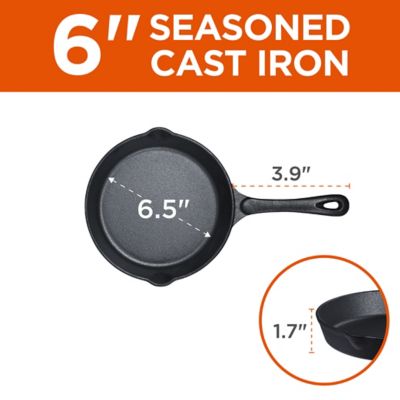 Image showing  3 pc. Cast Iron Skillet Set 6 in., 8 in., and 10 in. Pre-Seasoned Cast Iron Cookware, Black, CHCI6810