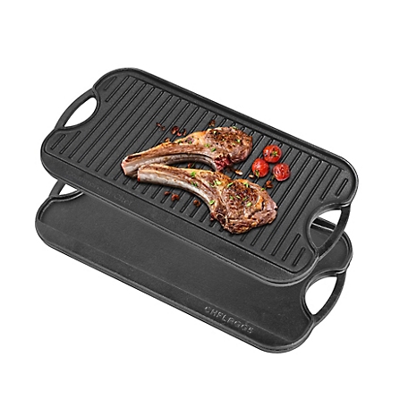 2 Pk Pre-Seasoned Cast Iron Grill and Griddle Set
