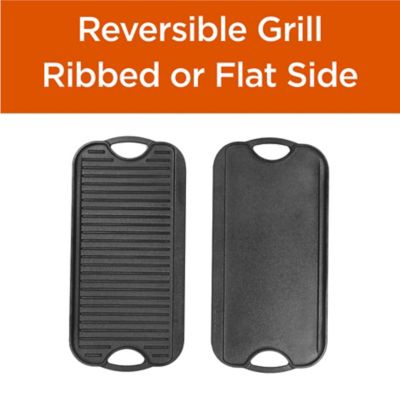 Image showing  20.9 in. x 10.4 in. Cast Iron Griddle, Reversible Grill Griddle with Dual Handles for Stove, Oven and Outdoors
