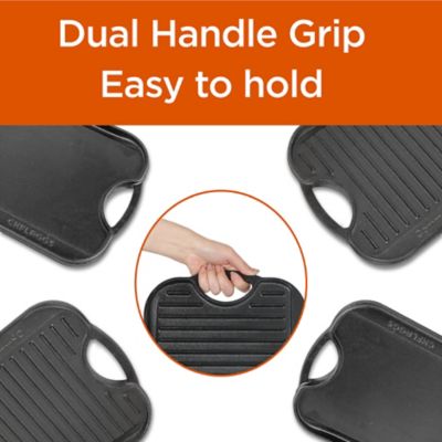 Image showing  20.9 in. x 10.4 in. Cast Iron Griddle, Reversible Grill Griddle with Dual Handles for Stove, Oven and Outdoors