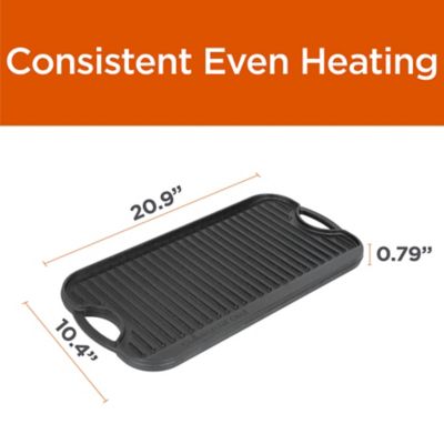 Image showing 6 th Commercial CHEF 20.9 in. x 10.4 in. Cast Iron Griddle, Reversible Grill Griddle with Dual Handles for Stove, Oven and Outdoors