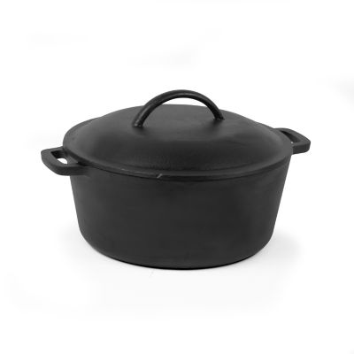 Commercial CHEF 5 qt. Cast Iron Dutch Oven with Dome Lid and Handles, Preseasoned