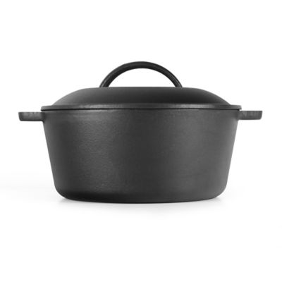 Image showing  5 qt. Cast-Iron Preseasoned Dutch Oven with Dome Lid and Handles