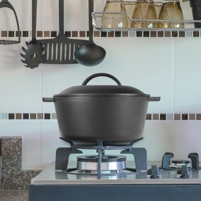 Image showing  5 qt. Cast-Iron Preseasoned Dutch Oven with Dome Lid and Handles