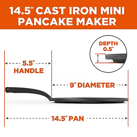 Commercial Chef Cast Iron Pancake Pan, Makes 7 Mini Silver Dollar