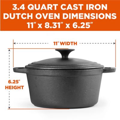 Image showing  3.4 qt. Cast-Iron Dutch Oven with Dome Lid and Handles