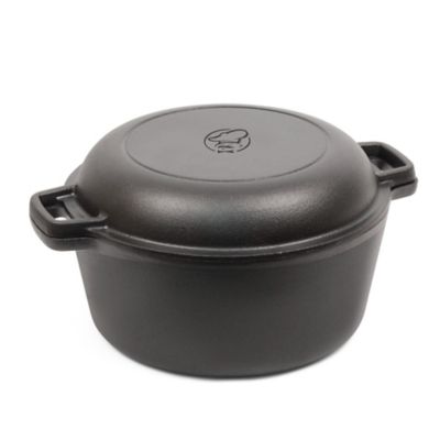 Commercial CHEF 5 qt. Cast Iron Dutch Oven with Skillet Lid