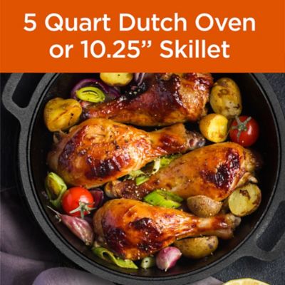 Image showing 5 th Commercial CHEF 5 qt. Cast-Iron Dutch Oven with Skillet Lid