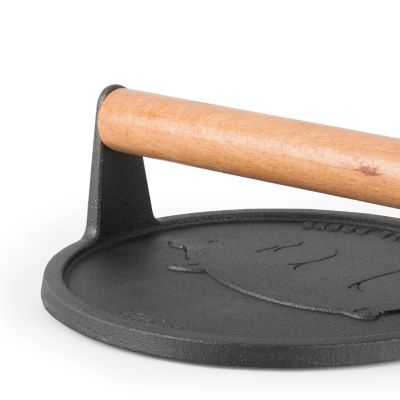 Image showing 5 th Commercial CHEF 7 in. Pre-Seasoned Cast Iron Press with Easy Grip Wooden Handle