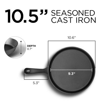 Image showing  10.5 in. Preseasoned Cast Iron Round Griddle Pan, CHFL911