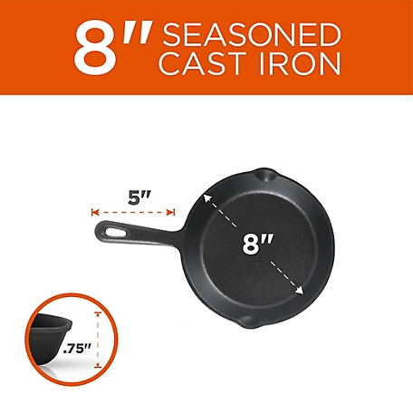 8-in & 12-in Skillet Set, Cast Iron Cookware