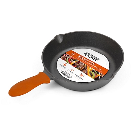Commercial CHEF Pre-Seasoned Cast Iron Skillet with Removable Silicone Handle, 8 in. Cast Iron Panst Iron Pan, CHFS800