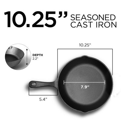 Image showing  10.25 in. Preseasoned Cast Iron Skillet, Cast Iron Pan with Dual Pour Spouts