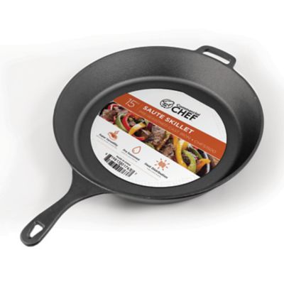 Commercial CHEF 15 in. Pre-Seasoned Cast Iron Skillet, CHFS1500