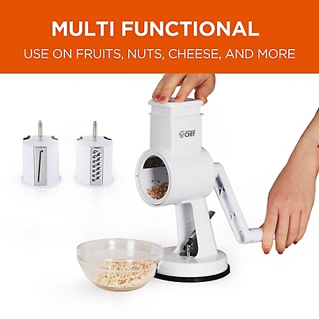 Commercial CHEF Drum Grater + 3 pc. Blade Set Manual Shredder Cheese Grater  Vegetable Nut Grinder, CH1514 at Tractor Supply Co.