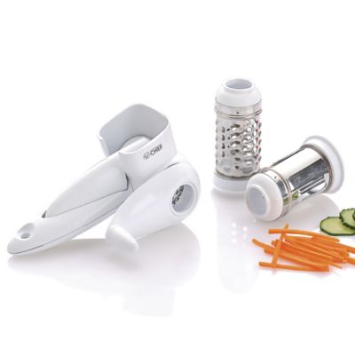 Commercial CHEF Mini Hand Held Grater with Interchangeable Blades - 2 in. 1 Manual Rotary, CH1530