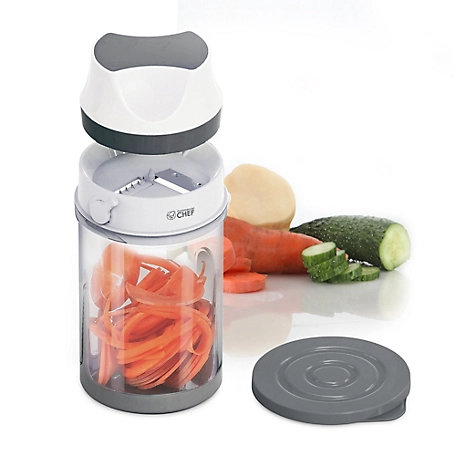 Commercial CHEF Hand Held Mini Food Spiralizer with Storage Bin and Lid, CH1534