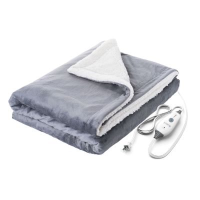 Pure Enrichment Heated Micromink and Sherpa Large Throw Blanket