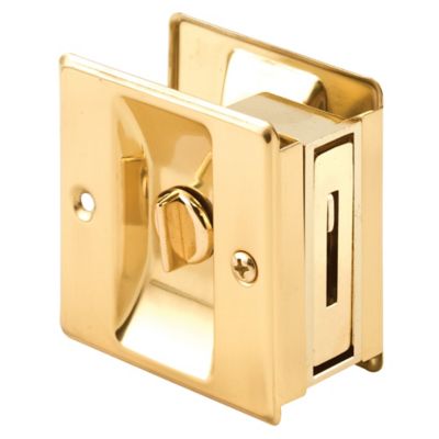 Prime-Line Pocket Door Privacy Lock with Pull - Replace Old Or Damaged Pocket Door Locks Quickly and Easily - Brass, N 6771