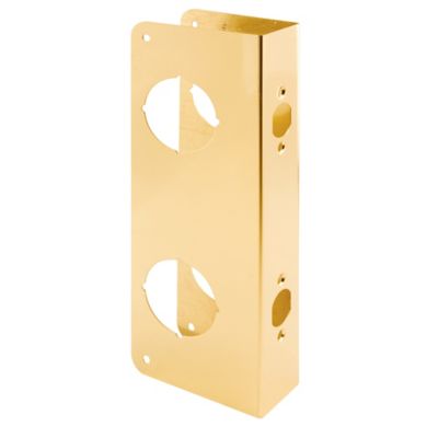 Prime-Line Brass Lock and Door Reinforcement Plate for 1-3/8 In. Thick Doors, Brass Finish (Single Pack), U 9537