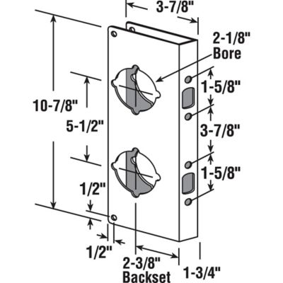 Image showing  Brass Lock and Door Reinforcement Plate for 1-3/8 In. Thick Doors, Brass Finish (Single Pack), U 9537