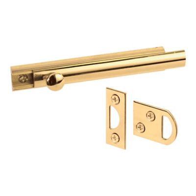 Prime-Line 4 in. Surface Bolt, Solid Brass, Polished Brass Finish, U 9961