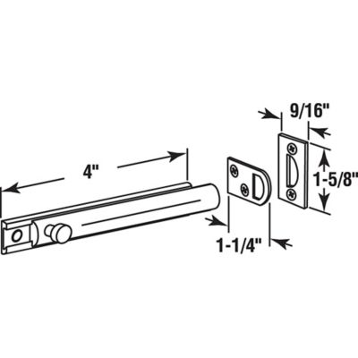 Image showing  4 in. Surface Bolt, Solid Brass, Polished Brass Finish, U 9961