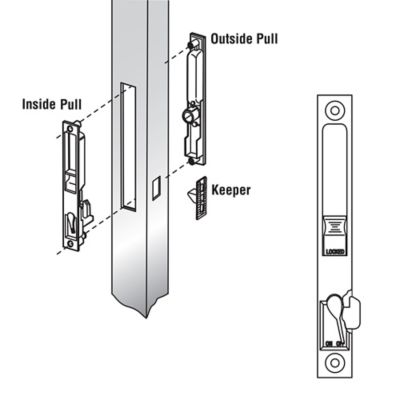 Image showing  Black Die-Cast Keyed Sliding Door Flush Handle Set