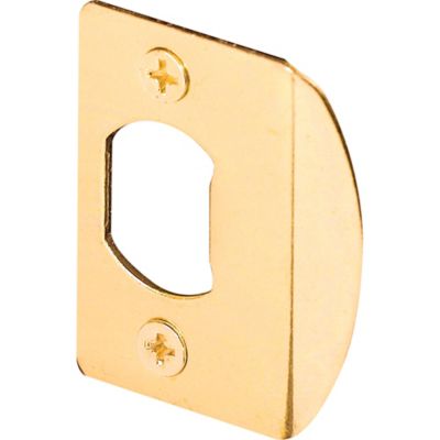 Prime-Line Standard Latch Strike, 1-5/8 in., Steel, Brass Plated Finish, 2 pk., MP2232-2