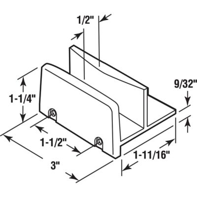 Image showing  Sliding Shower Door Bottom Guide, 1/2 in. Channel, Plastic Construction, Gray, 2 Fastener Installation, 2 pk., M 6192
