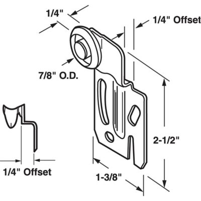 Image showing  Front Closet Door Roller with 1/4 in. Offset and 7/8 in. Nylon Wheel, N 6500