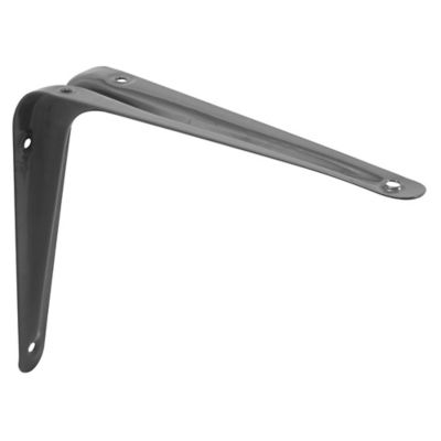 Prime-Line Shelf Brackets, 5 in. x 6 in., Stamped Steel, Gray Enamel Finish, 2 pk., MP11411