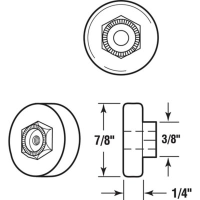 Image showing  7/8 in., Flat Roller Ball Bearing Tub Enclosure with Threaded Hex Hub, 2 pk., M 6003
