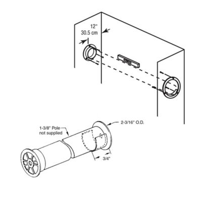 Image showing  Plastic Closet Pole Sockets, Accommodates 1-3/8 Inch Diameter Poles, White, (1 Set), N 6568