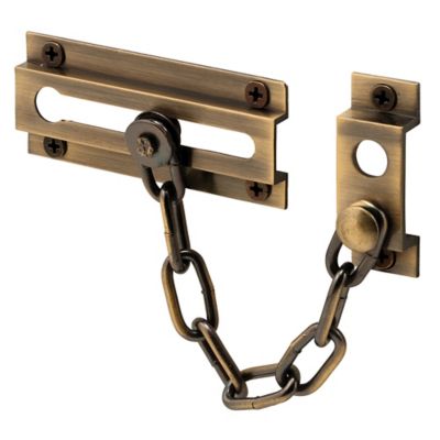 Prime-Line Chain Door Guard, 3-5/16 in., Solid Brass Construction in an Antique Finish, U 9913