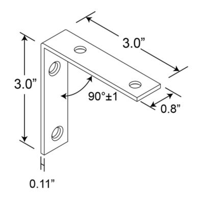 Image showing  Corner Bracket, 3 in., Steel Construction, Zinc-Plated, L-Angle, 4 pk., MP11348-4
