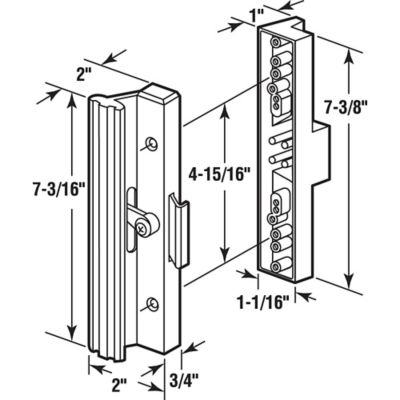 Image showing  Diecast Sliding Door Handle Set, White (1 Set)