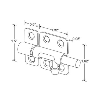 Image showing  Barrel Bolt Lock, 2 in., Steel, Zinc-Plated, Includes Installation Fasteners, MP11343-1