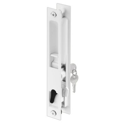 Prime-Line White Diecast Keyed Sliding Door Flush Handle Set, C 1129