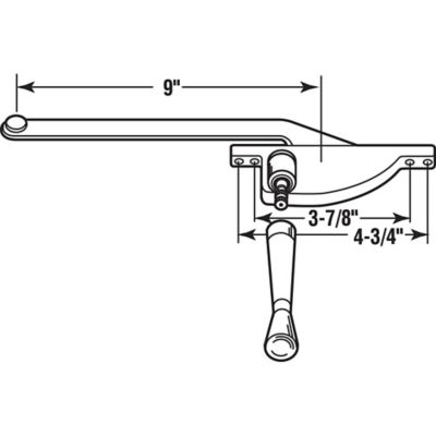 Image showing  9 in. Aluminum Diecast, Casement Operator, Right Hand, Teardrop Type, H 3508