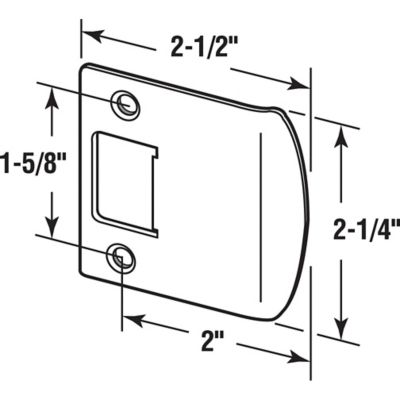 Image showing  2 in. Extended Lip, Brass Plated Strike, E 2347