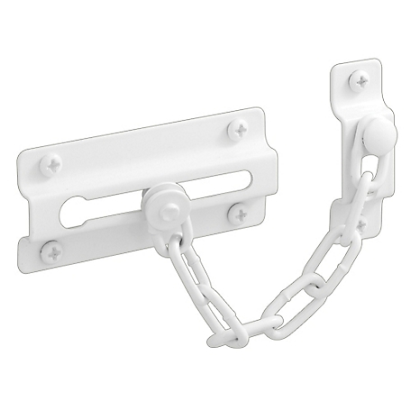 Prime-Line Chain Door Guard, Stamped Steel with Steel Chain, White Painted Finish, U 9852